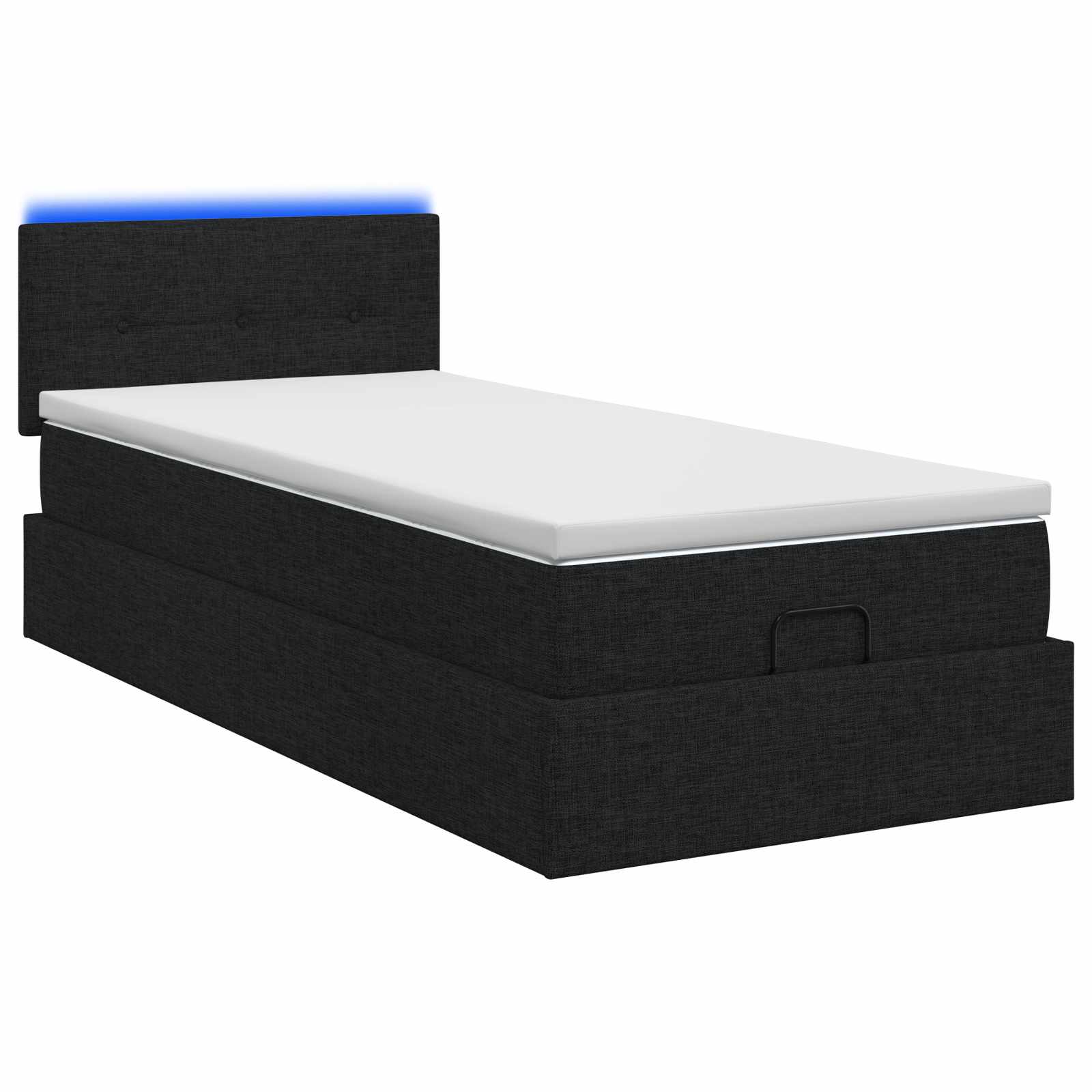 Ottoman-Bett mit Matratze und LED Schwarz 90 x 190 cm Stoff