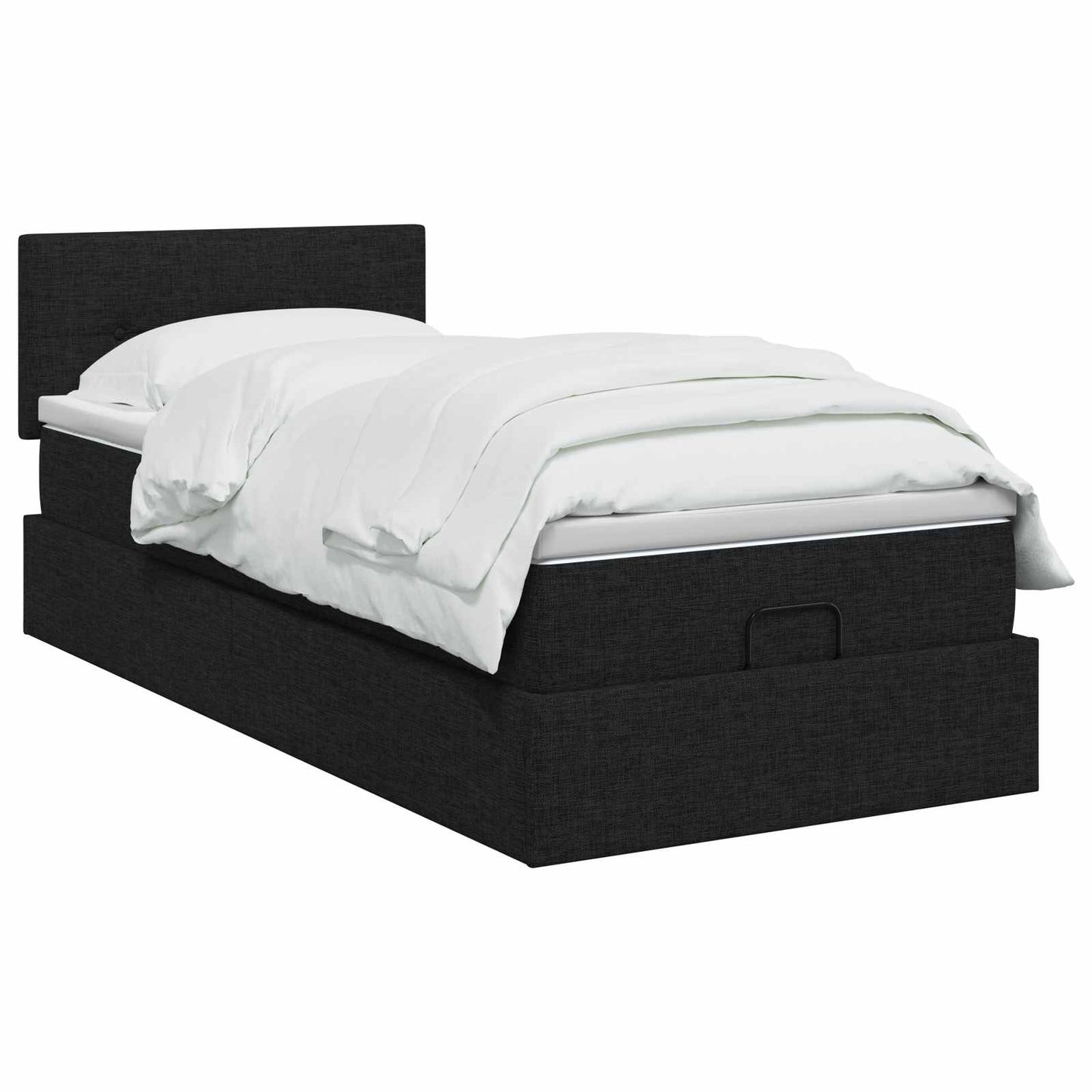 Ottoman-Bett mit Matratze und LED Schwarz 90 x 200 cm Stoff