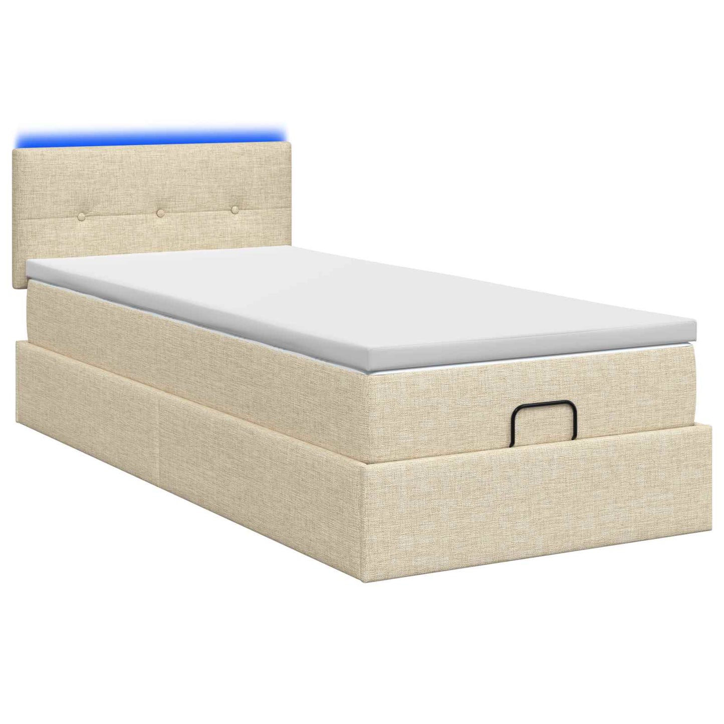 Ottoman-Bett mit Matratze und LED Creme 90 x 200 cm Stoff