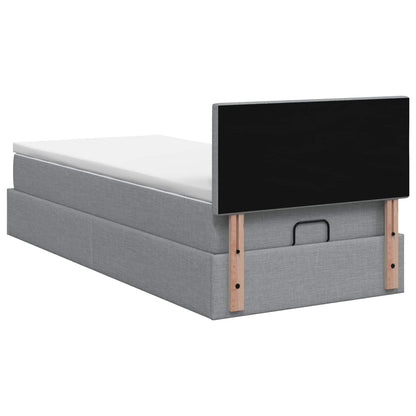 Ottoman-Bett mit Matratze und LED Hellgrau 100 x 200 cm Stoff
