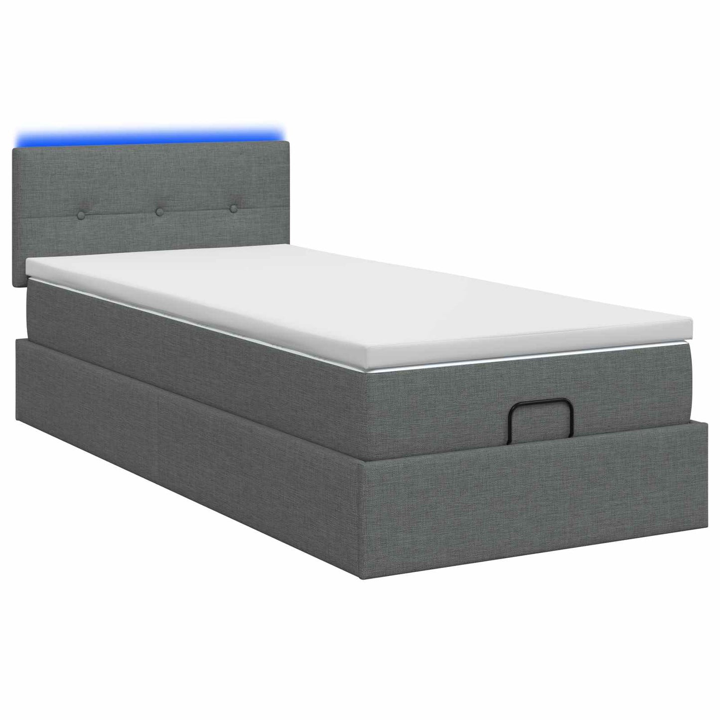 Ottoman-Bett mit Matratze und LED Dunkelgrau 100 x 200 cm Stoff