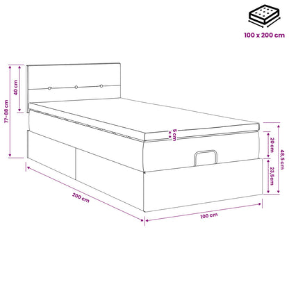 Ottoman-Bett mit Matratze und LED Dunkelgrau 100 x 200 cm Stoff