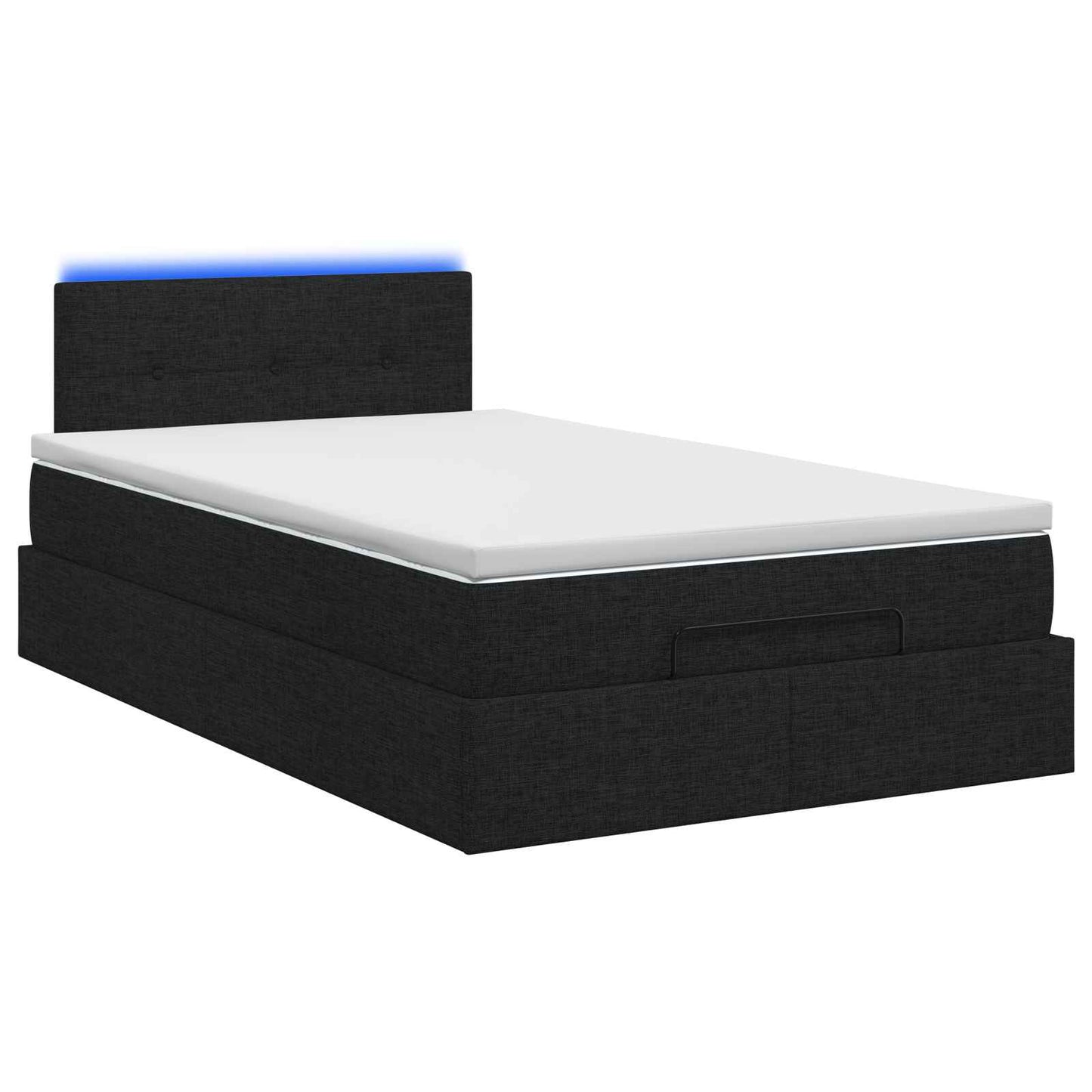 Ottoman-Bett mit Matratze und LED Schwarz 120 x 190 cm Stoff