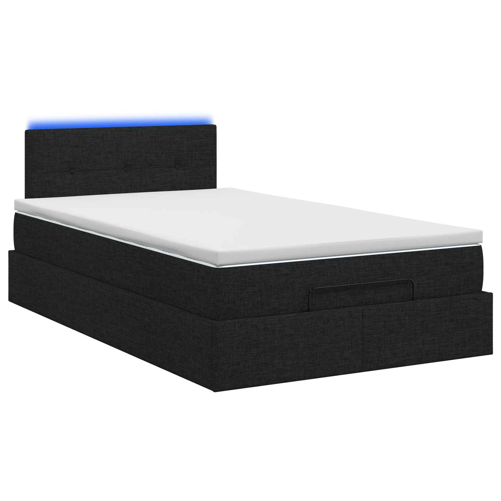 Ottoman-Bett mit Matratze und LED Schwarz 120 x 190 cm Stoff