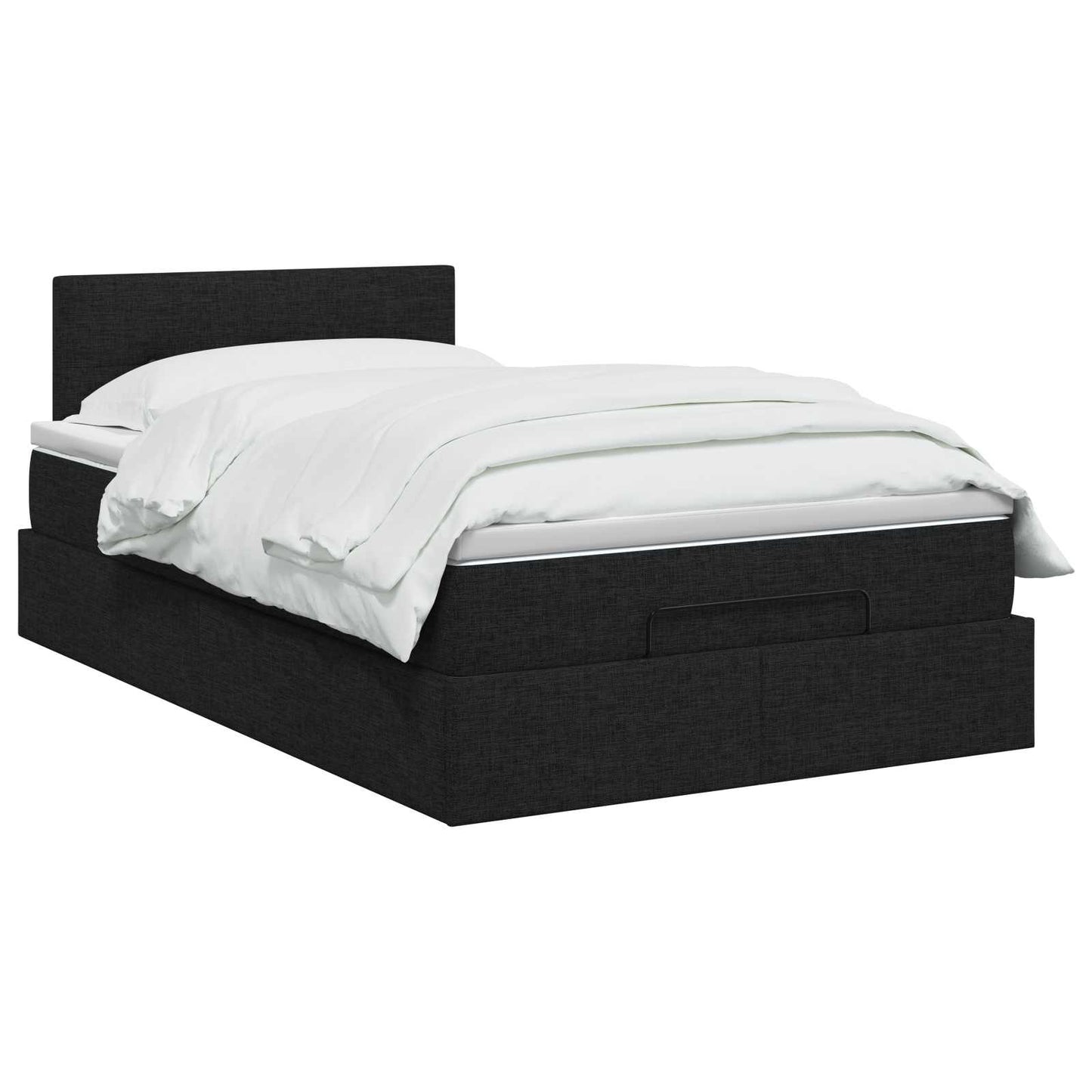 Ottoman-Bett mit Matratze und LED Schwarz 120 x 190 cm Stoff
