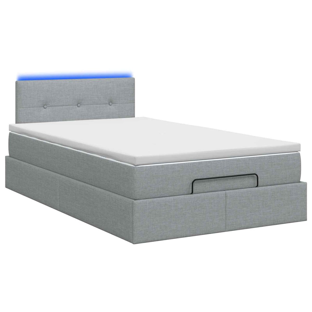 Ottoman-Bett mit Matratze und LED Hellgrau 120 x 200 cm Stoff