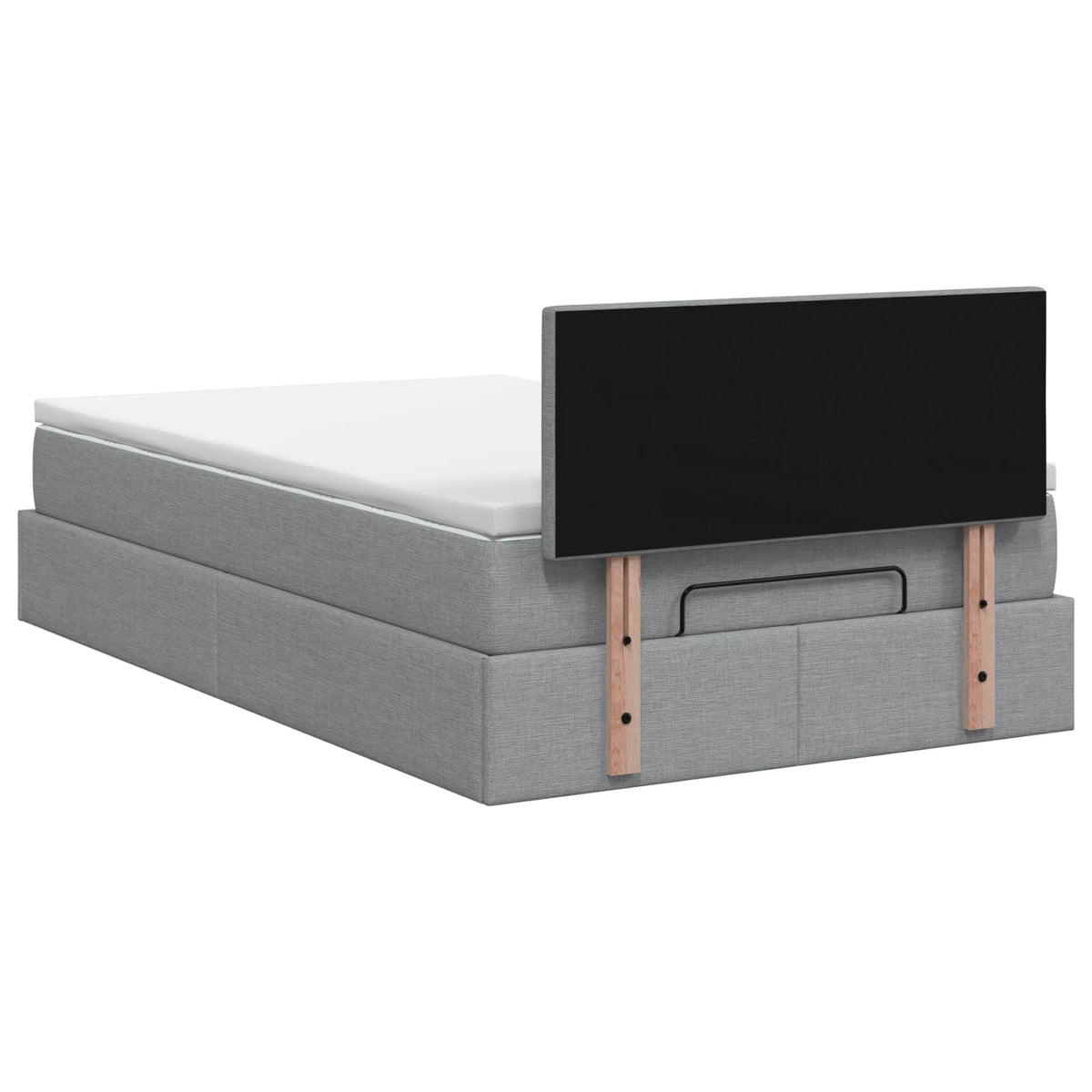 Ottoman-Bett mit Matratze und LED Hellgrau 120 x 200 cm Stoff