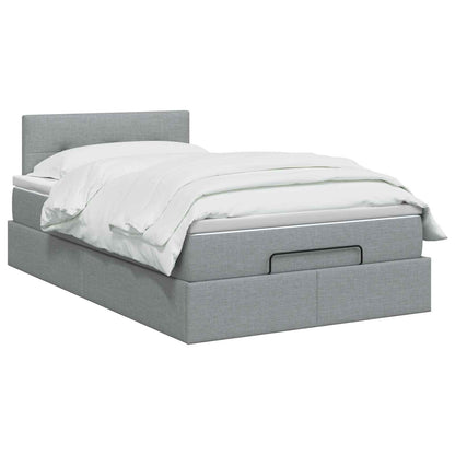 Ottoman-Bett mit Matratze und LED Hellgrau 120 x 200 cm Stoff