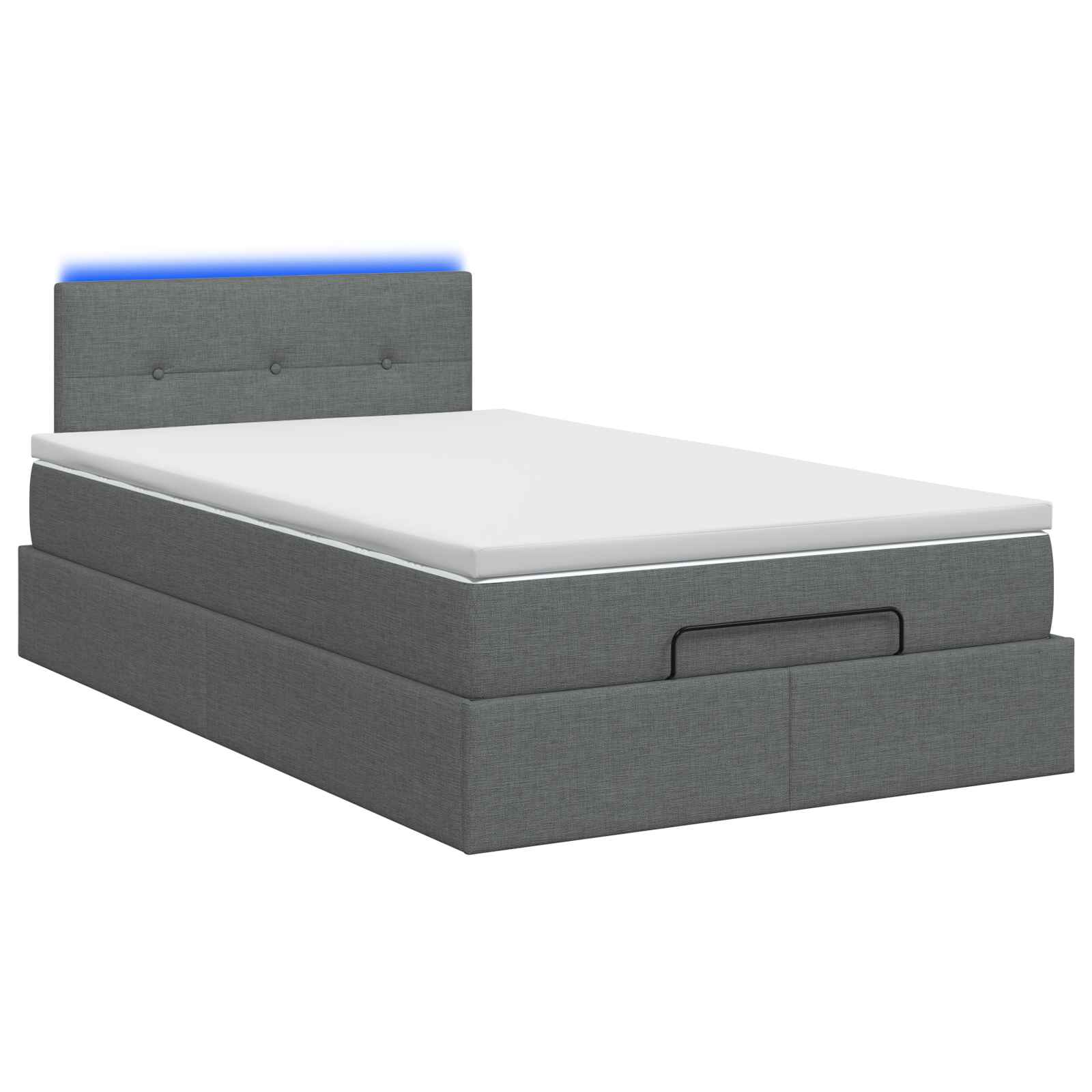 Ottoman-Bett mit Matratze und LED Dunkelgrau 120 x 200 cm Stoff