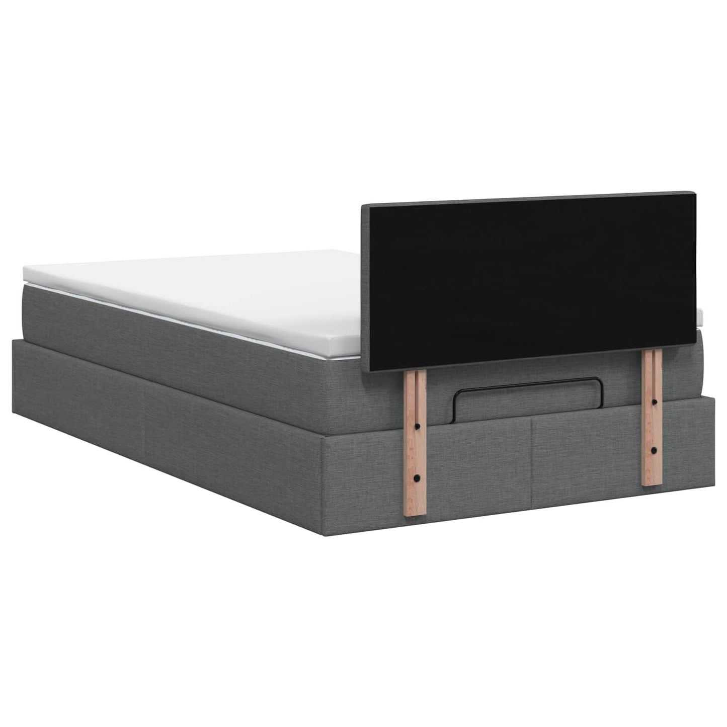 Ottoman-Bett mit Matratze und LED Dunkelgrau 120 x 200 cm Stoff