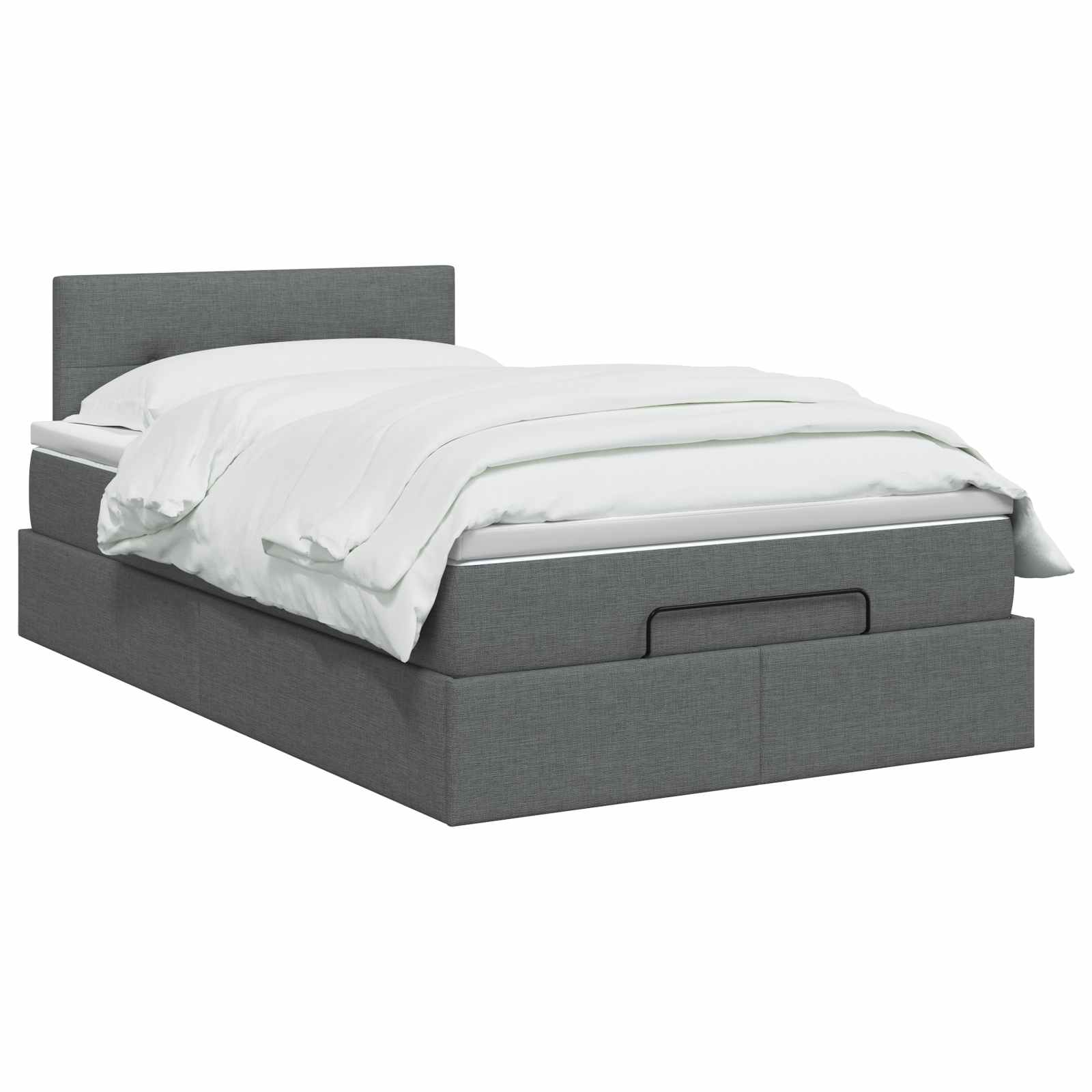 Ottoman-Bett mit Matratze und LED Dunkelgrau 120 x 200 cm Stoff