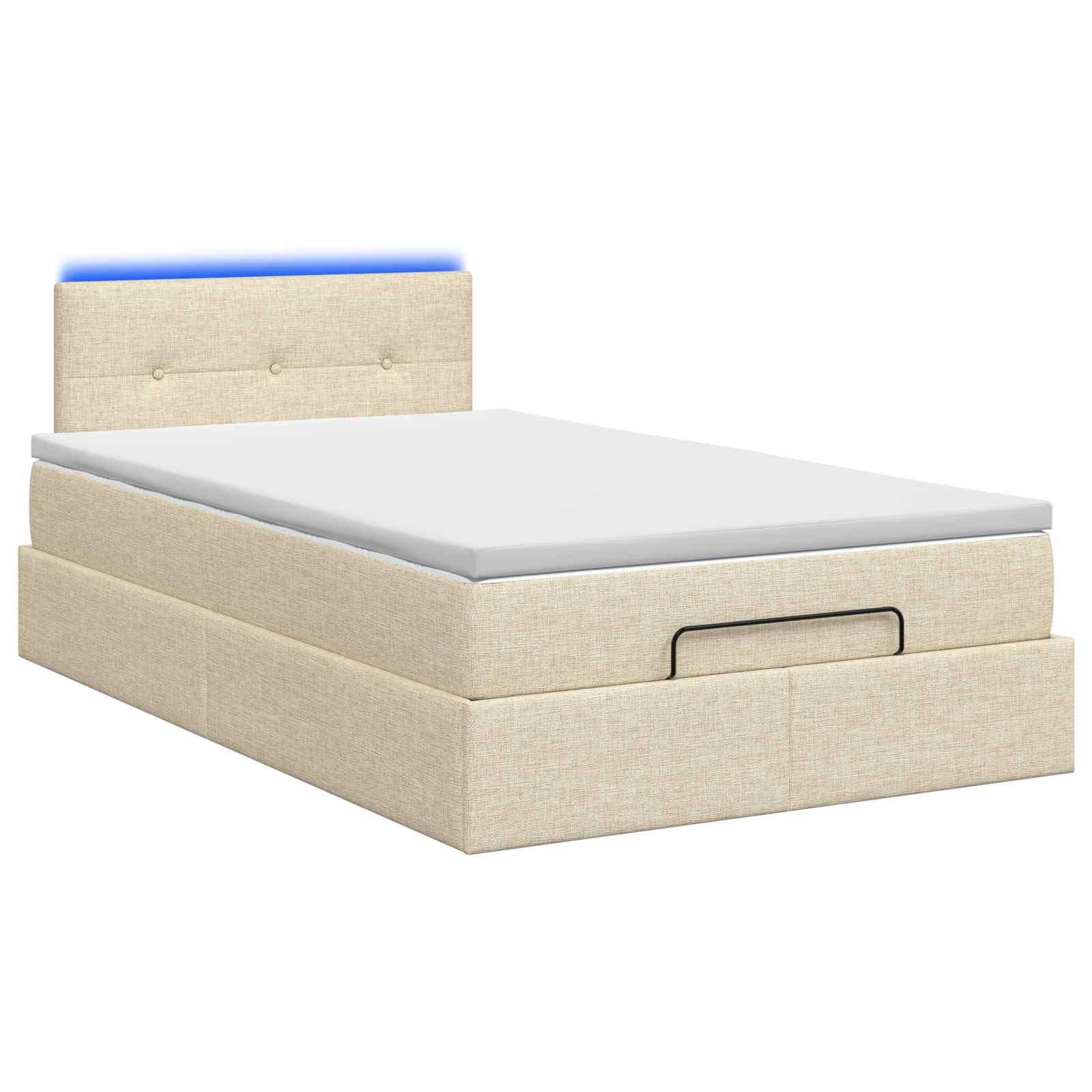 Ottoman-Bett mit Matratze und LED Creme 120 x 200 cm Stoff