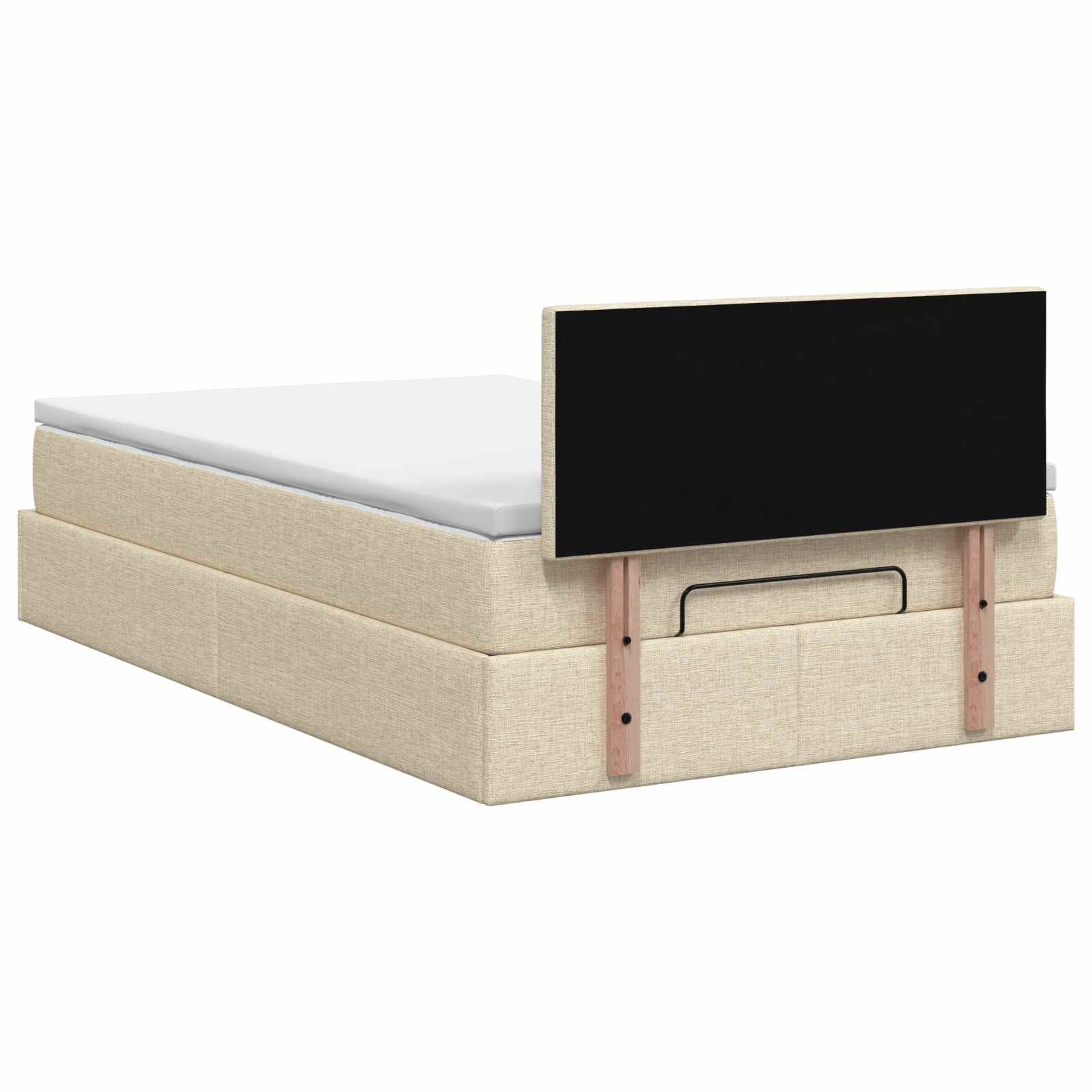 Ottoman-Bett mit Matratze und LED Creme 120 x 200 cm Stoff