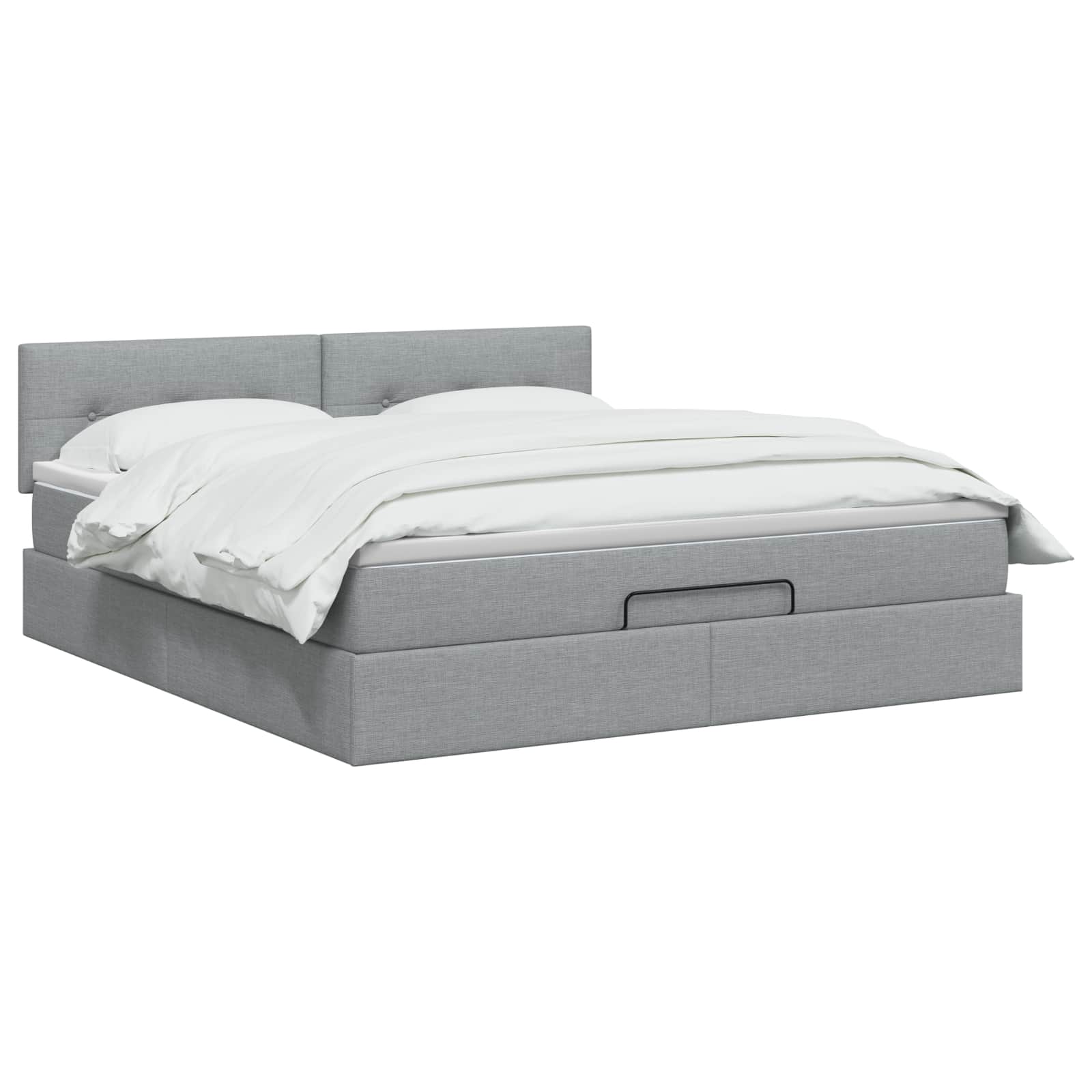Ottoman-Bett mit Matratze und LED Hellgrau 140 x 190 cm Stoff