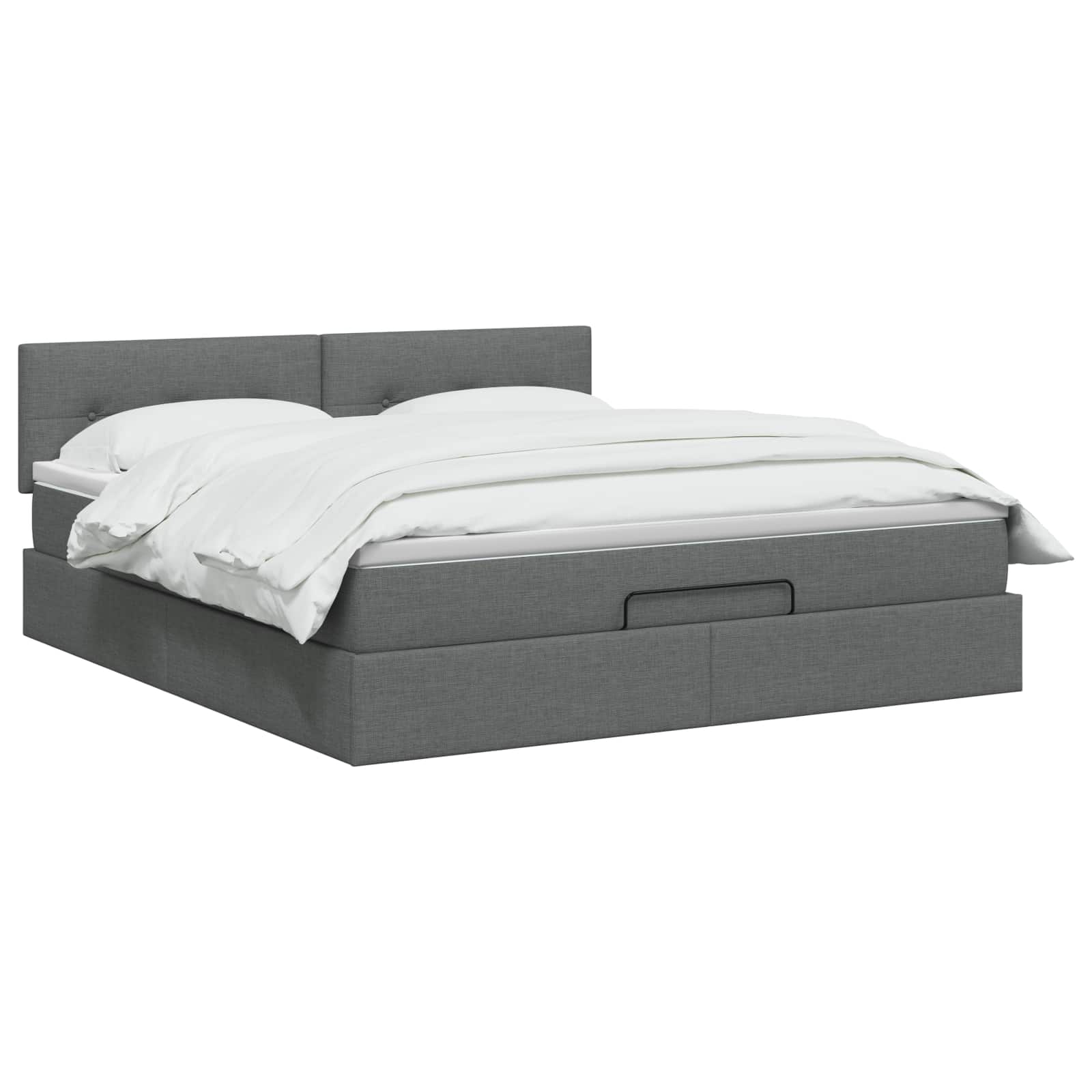 Ottoman-Bett mit Matratze und LED Dunkelgrau 140 x 190 cm Stoff