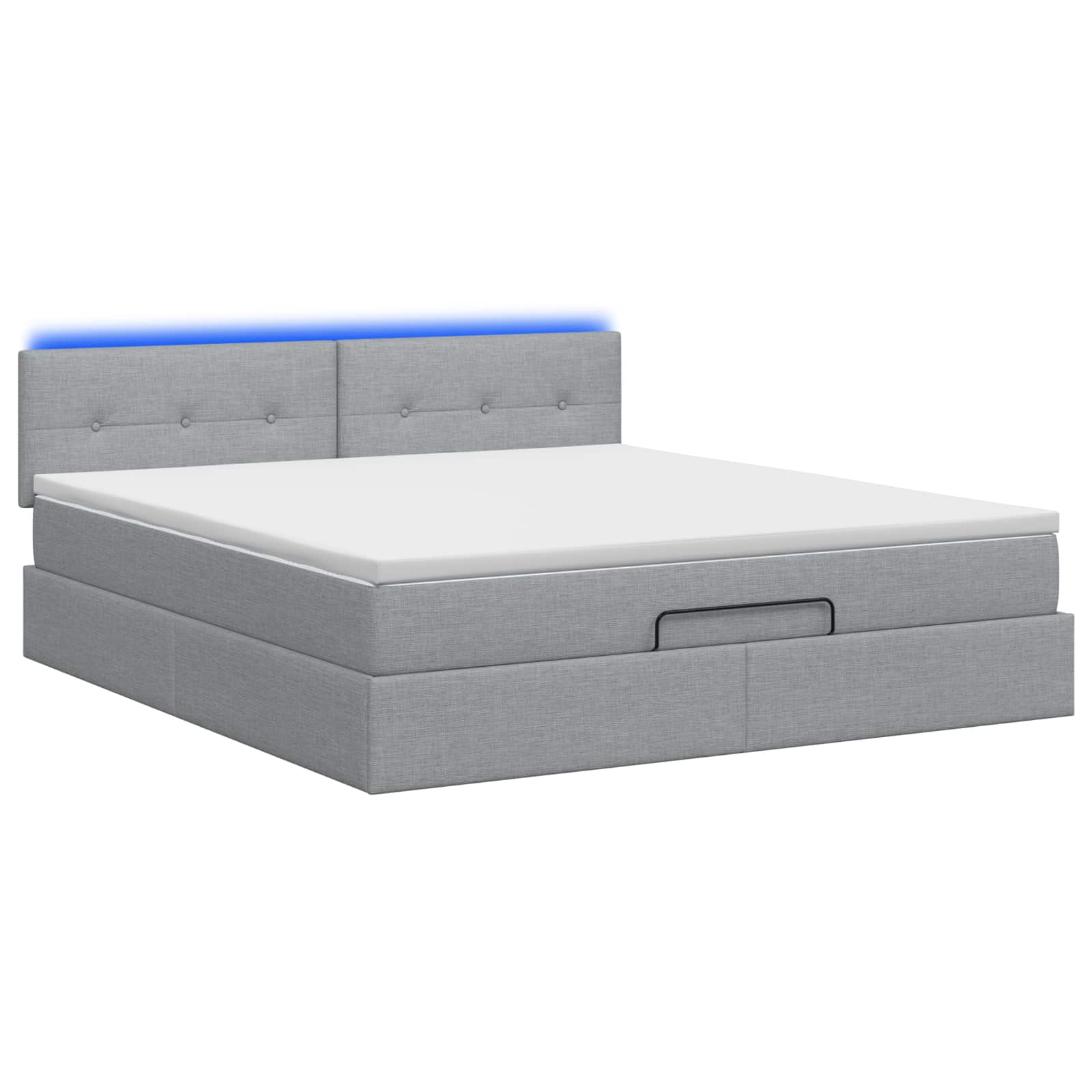 Ottoman-Bett mit Matratze und LED Hellgrau 140 x 200 cm Stoff