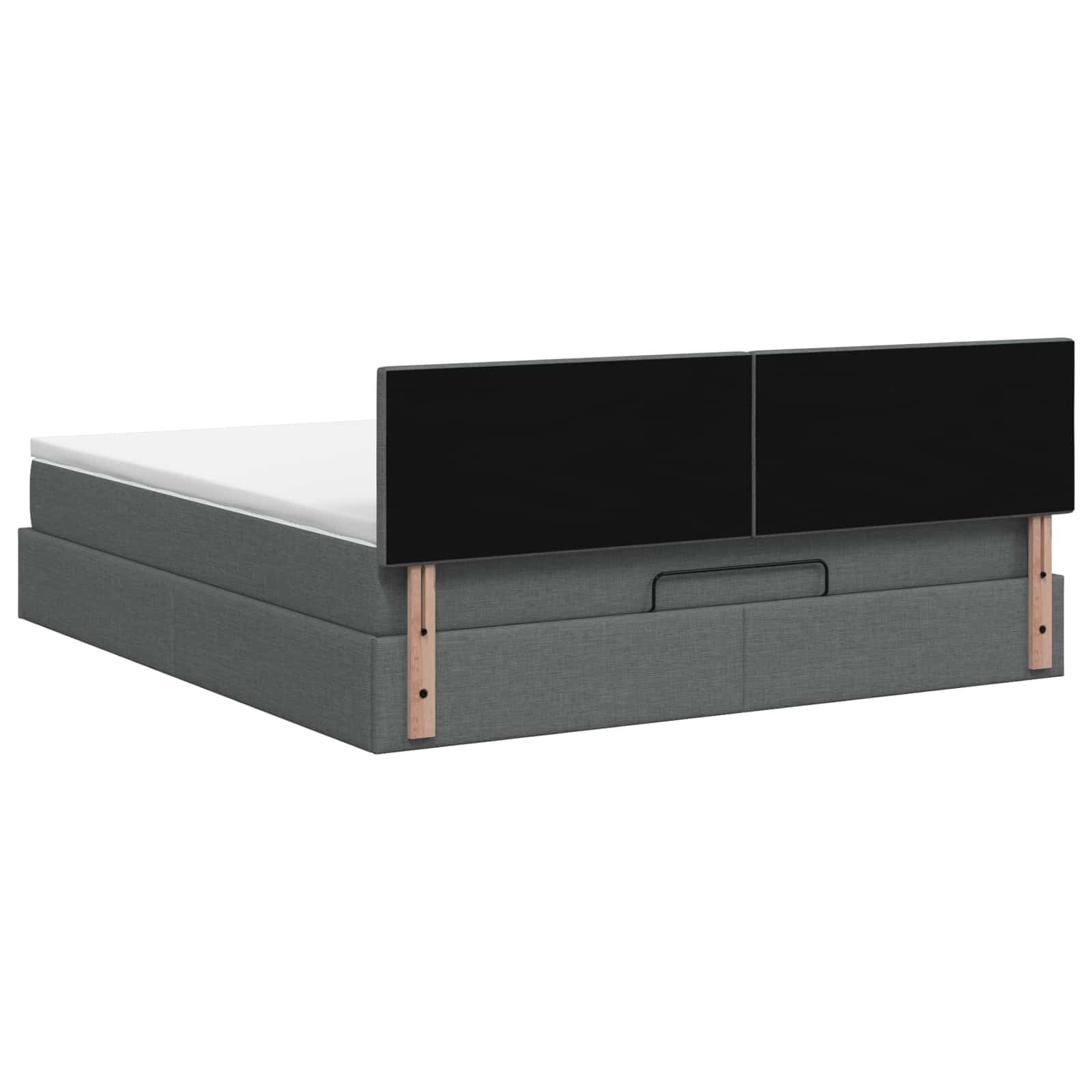 Ottoman-Bett mit Matratze und LED Dunkelgrau 140 x 200 cm Stoff