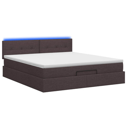 Ottoman-Bett mit Matratze und LED Dunkelbraun 140 x 200 cm