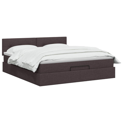 Ottoman-Bett mit Matratze und LED Dunkelbraun 140 x 200 cm