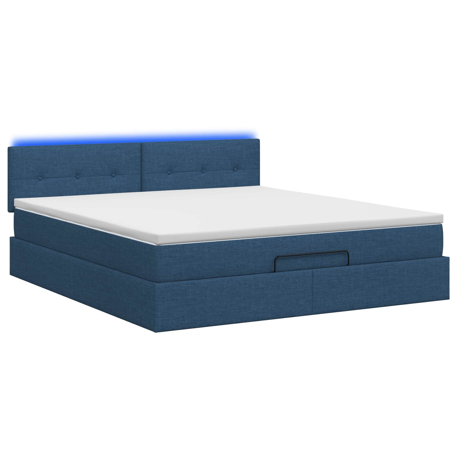 Ottoman-Bett mit Matratze und LED Blau 140 x 200 cm Stoff