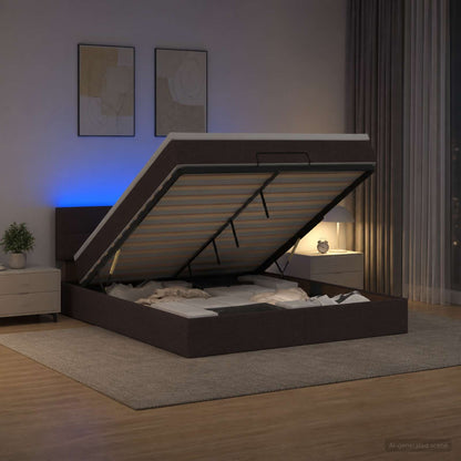 Ottoman-Bett mit Matratze und LED Dunkelbraun 140 x 200 cm