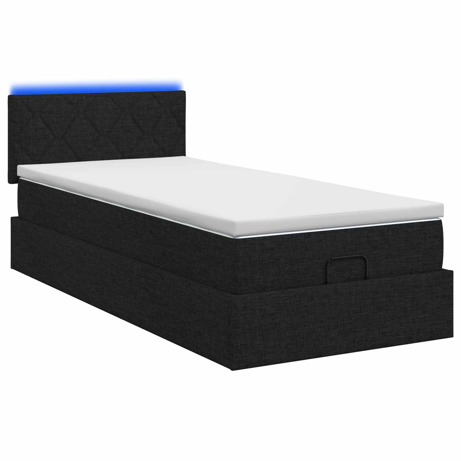 Ottoman-Bett mit Matratze und LED Schwarz 90 x 190 cm Stoff