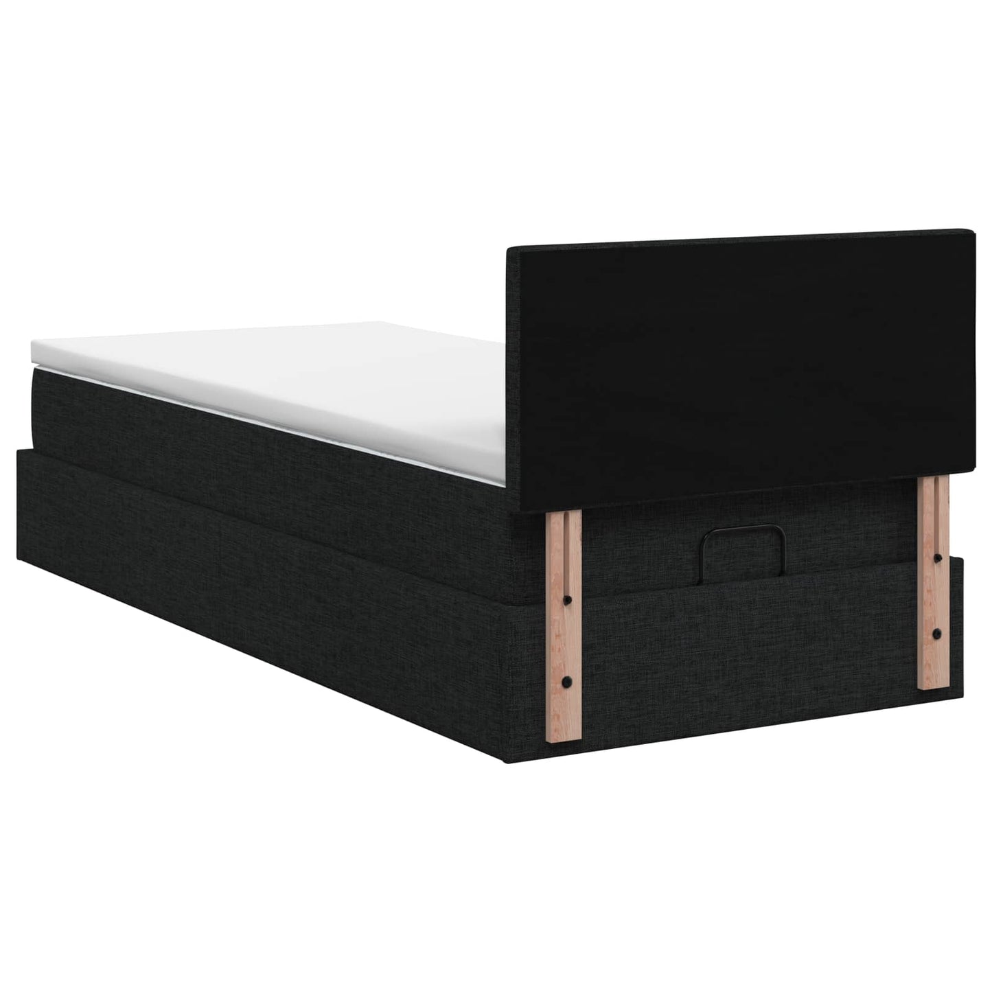 Ottoman-Bett mit Matratze und LED Schwarz 90 x 200 cm Stoff