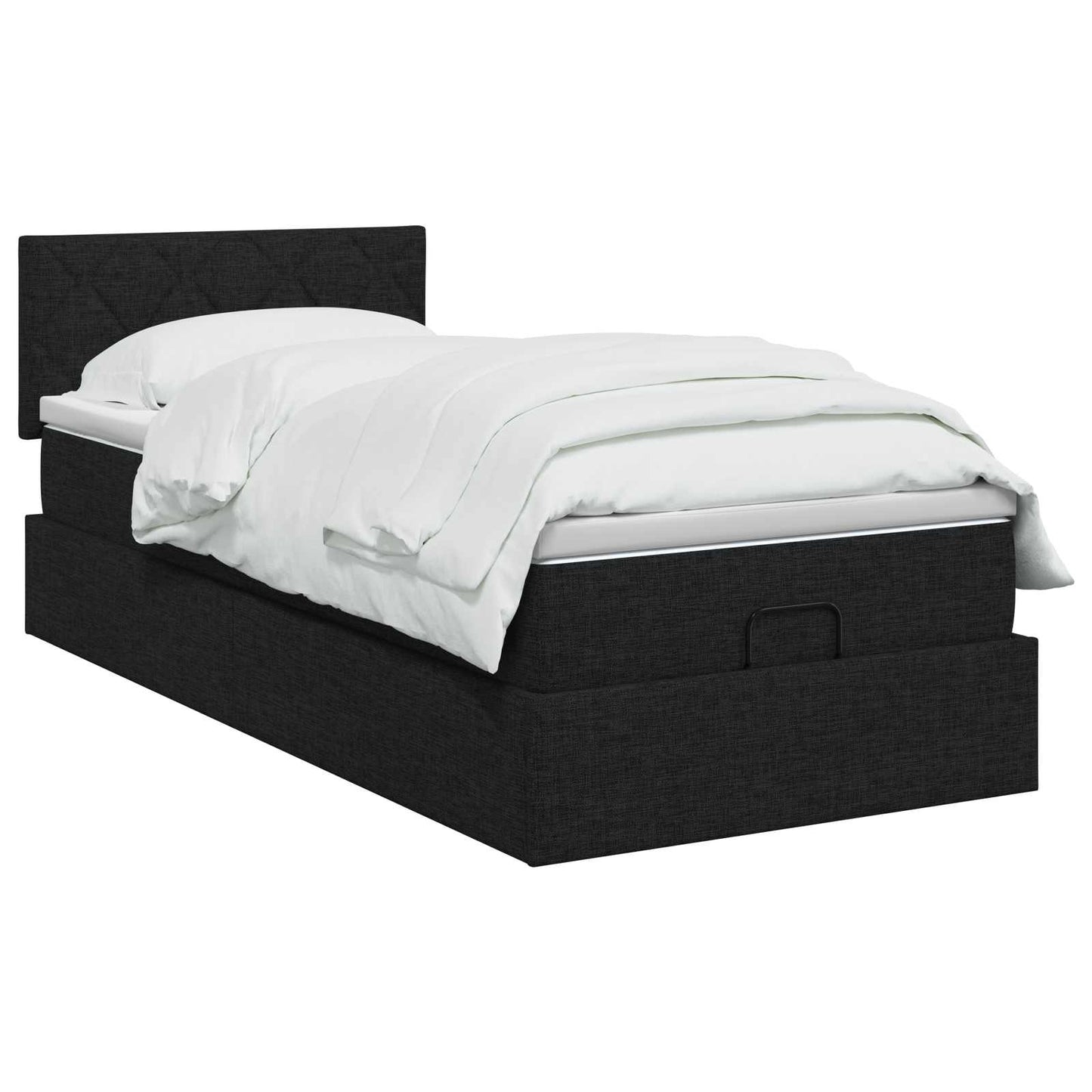Ottoman-Bett mit Matratze und LED Schwarz 90 x 200 cm Stoff