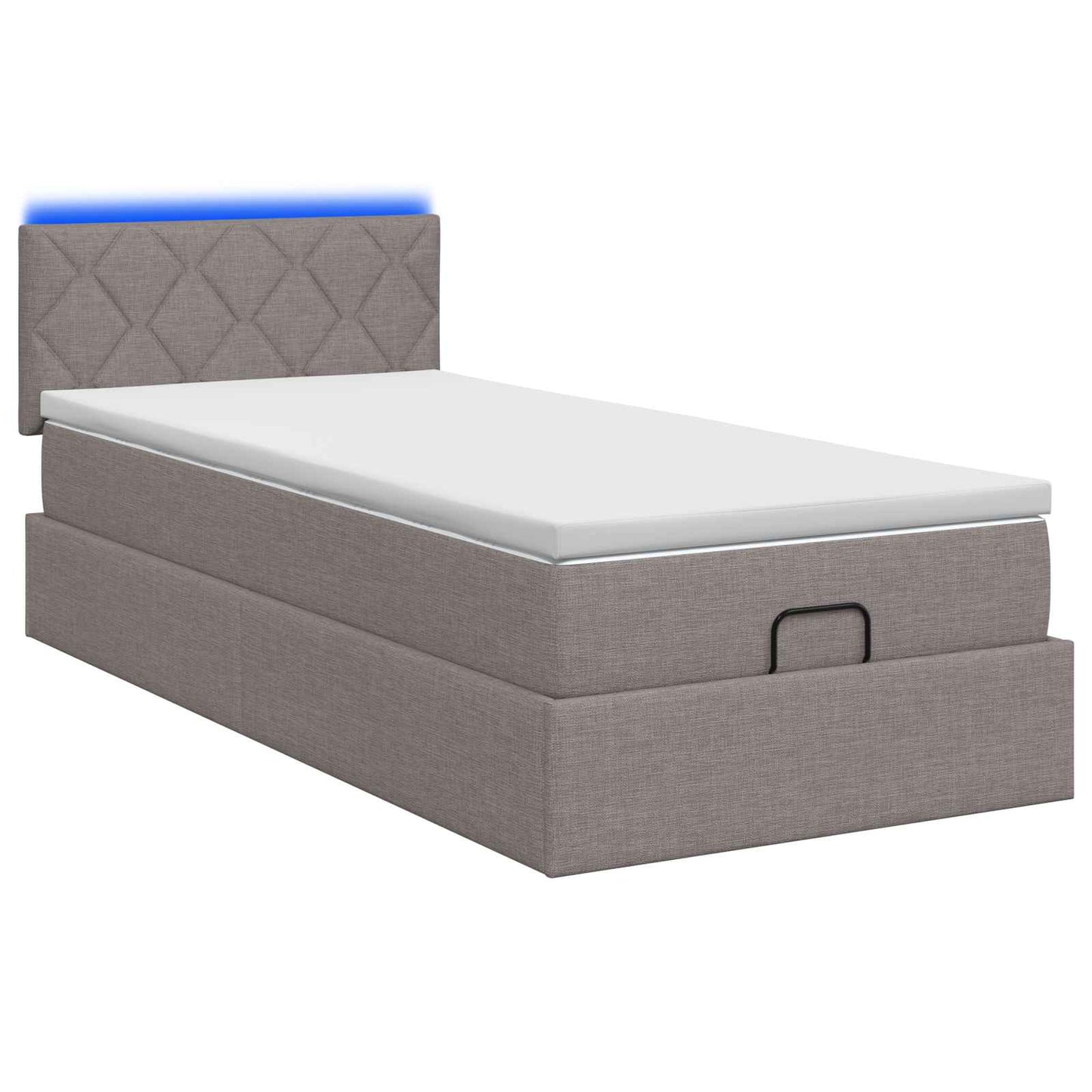 Ottoman-Bett mit Matratze und LED Taupe 90 x 200 cm Stoff