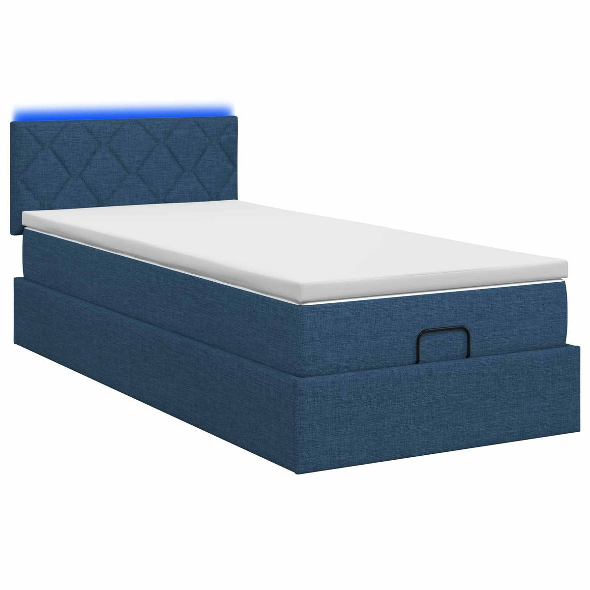 Ottoman-Bett mit Matratze und LED Blau 90 x 200 cm Stoff