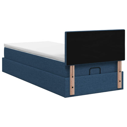 Ottoman-Bett mit Matratze und LED Blau 90 x 200 cm Stoff