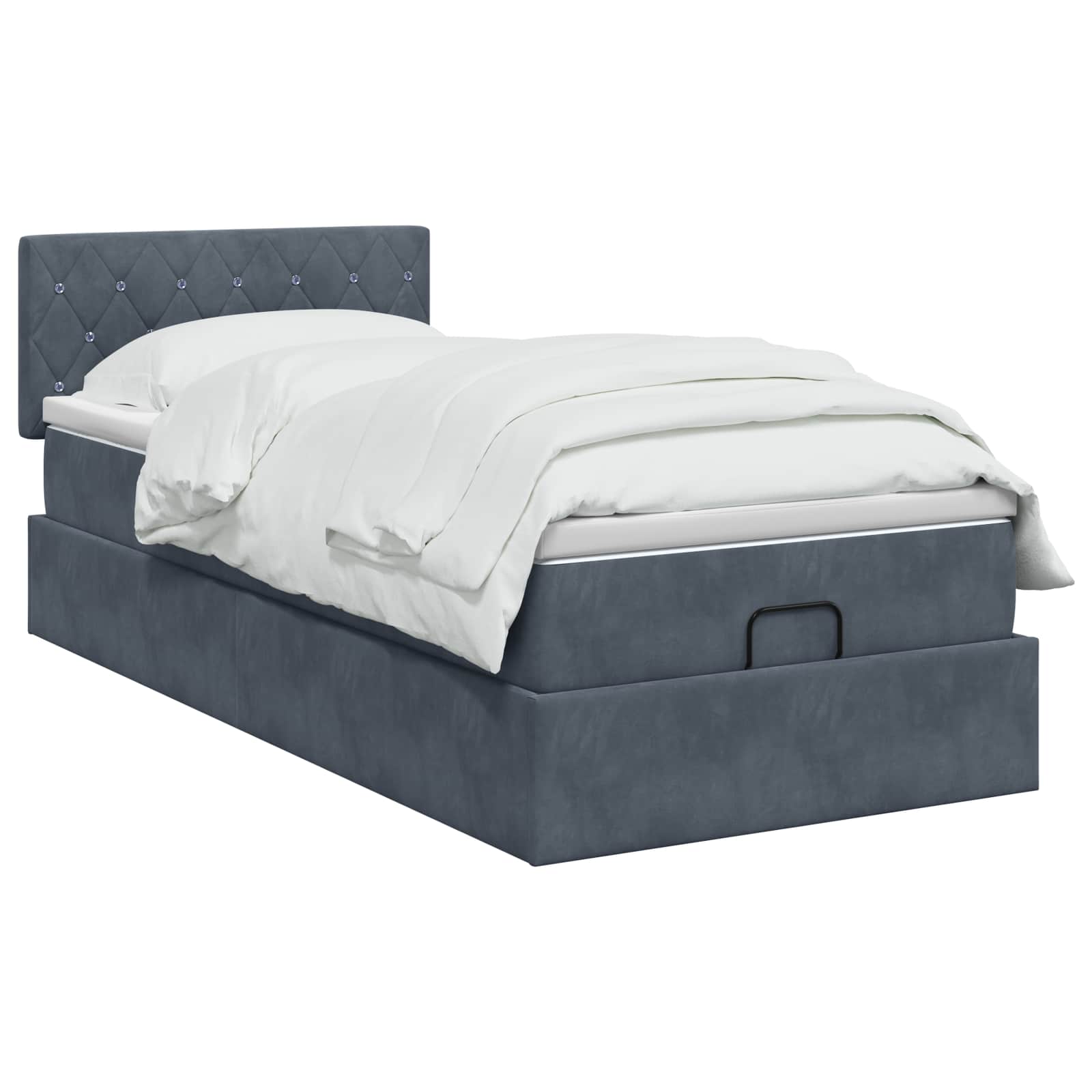 Ottoman-Bett mit Matratze und LED Dunkelgrau 80 x 200 cm Samt