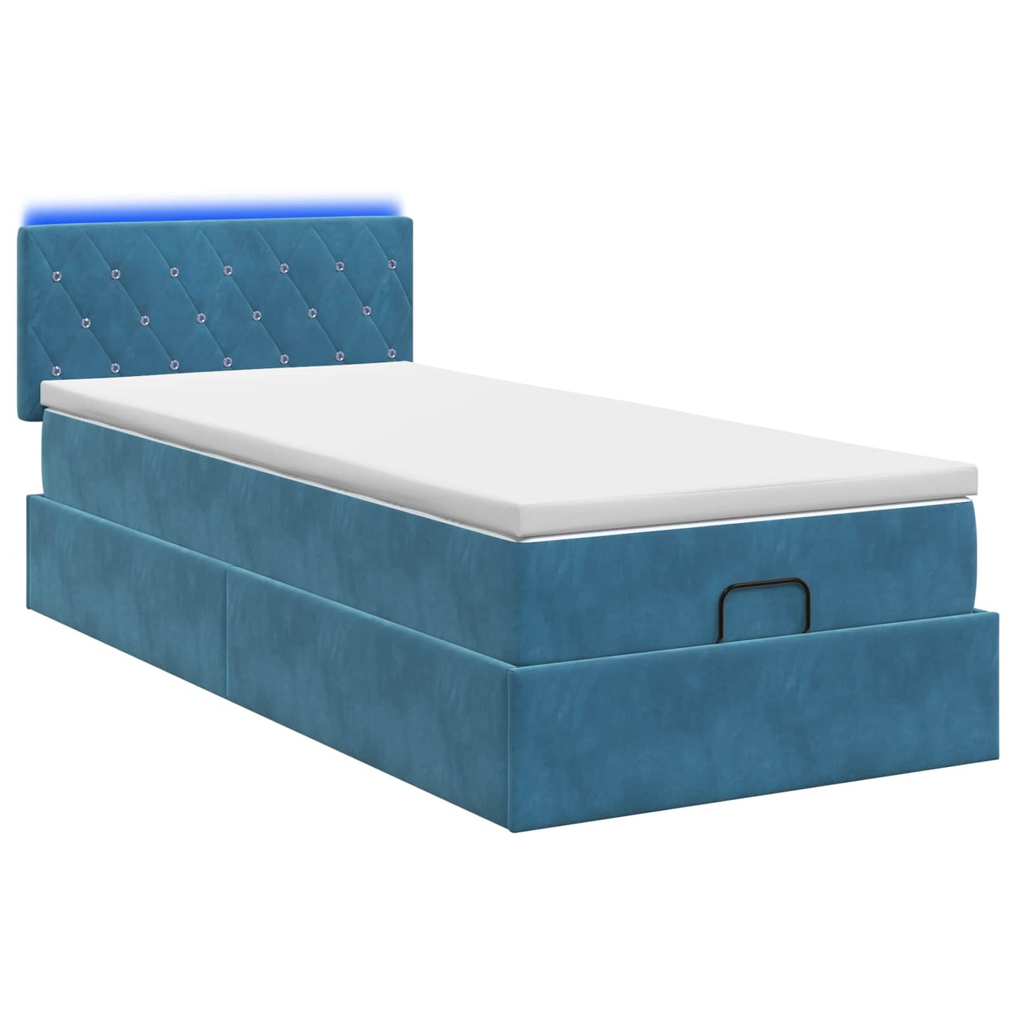 Ottoman-Bett mit Matratze und LED Dunkelblau 90 x 200 cm Samt