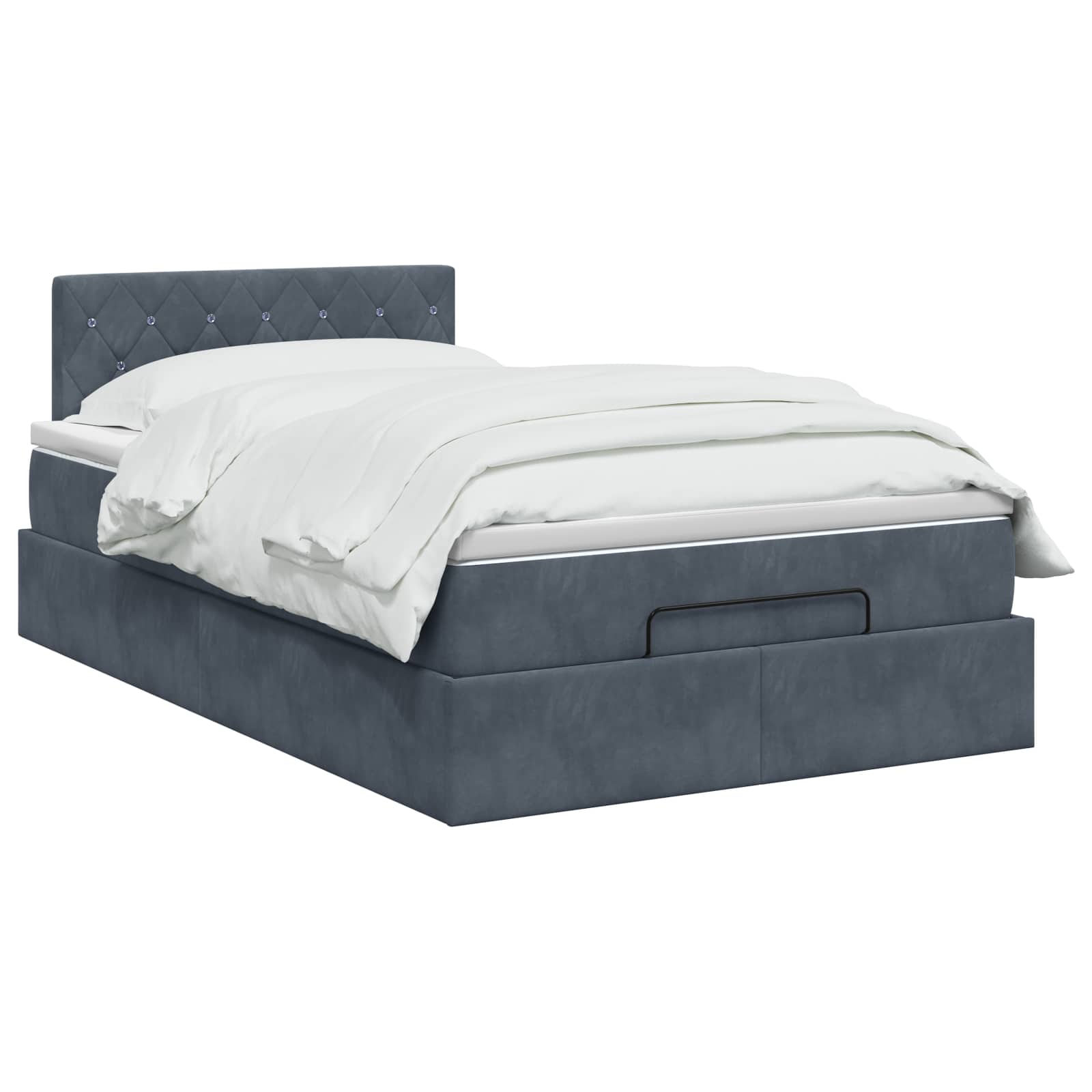 Ottoman-Bett mit Matratze und LED Dunkelgrau 120 x 190 cm Samt