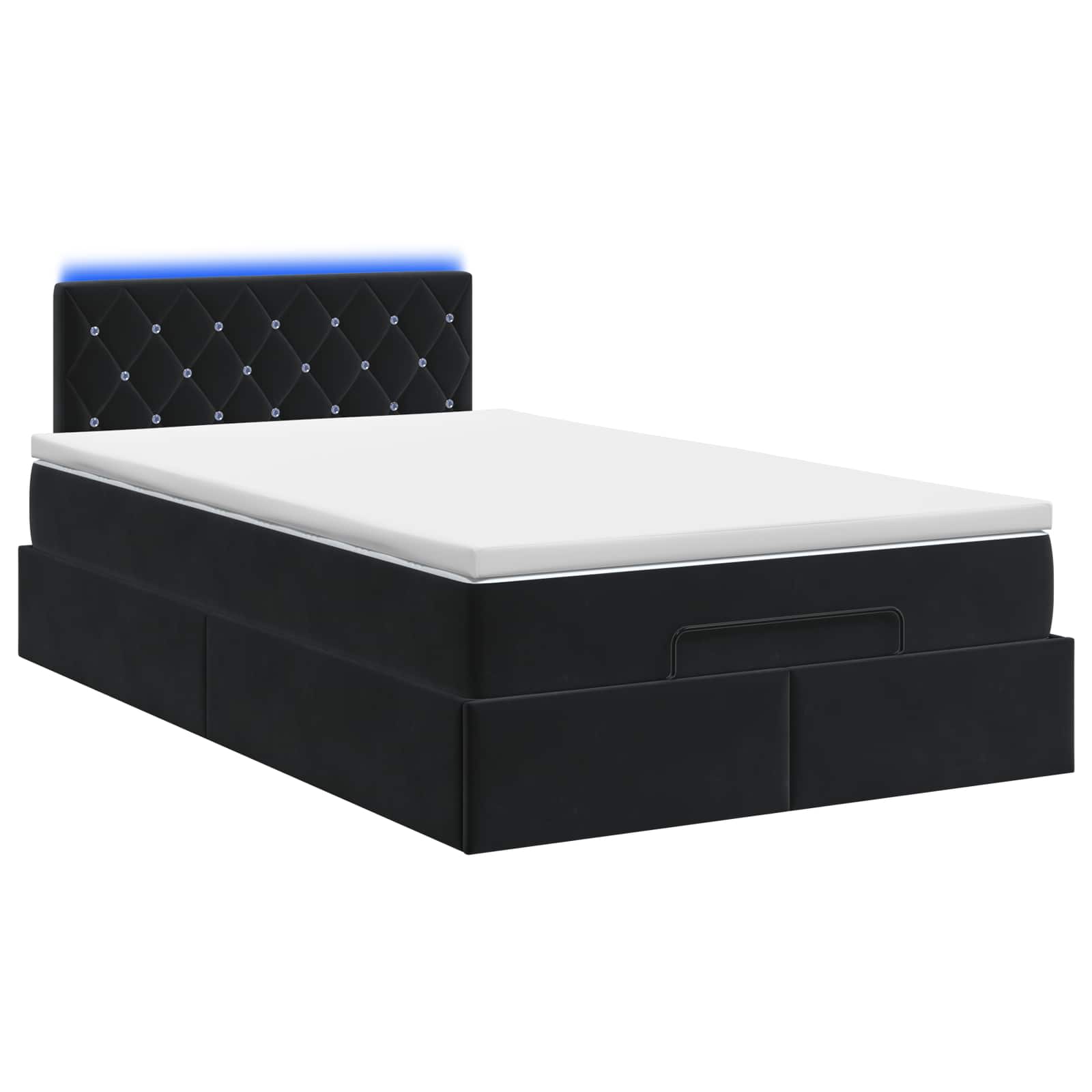 Ottoman-Bett mit Matratze und LED Schwarz 120 x 190 cm Samt