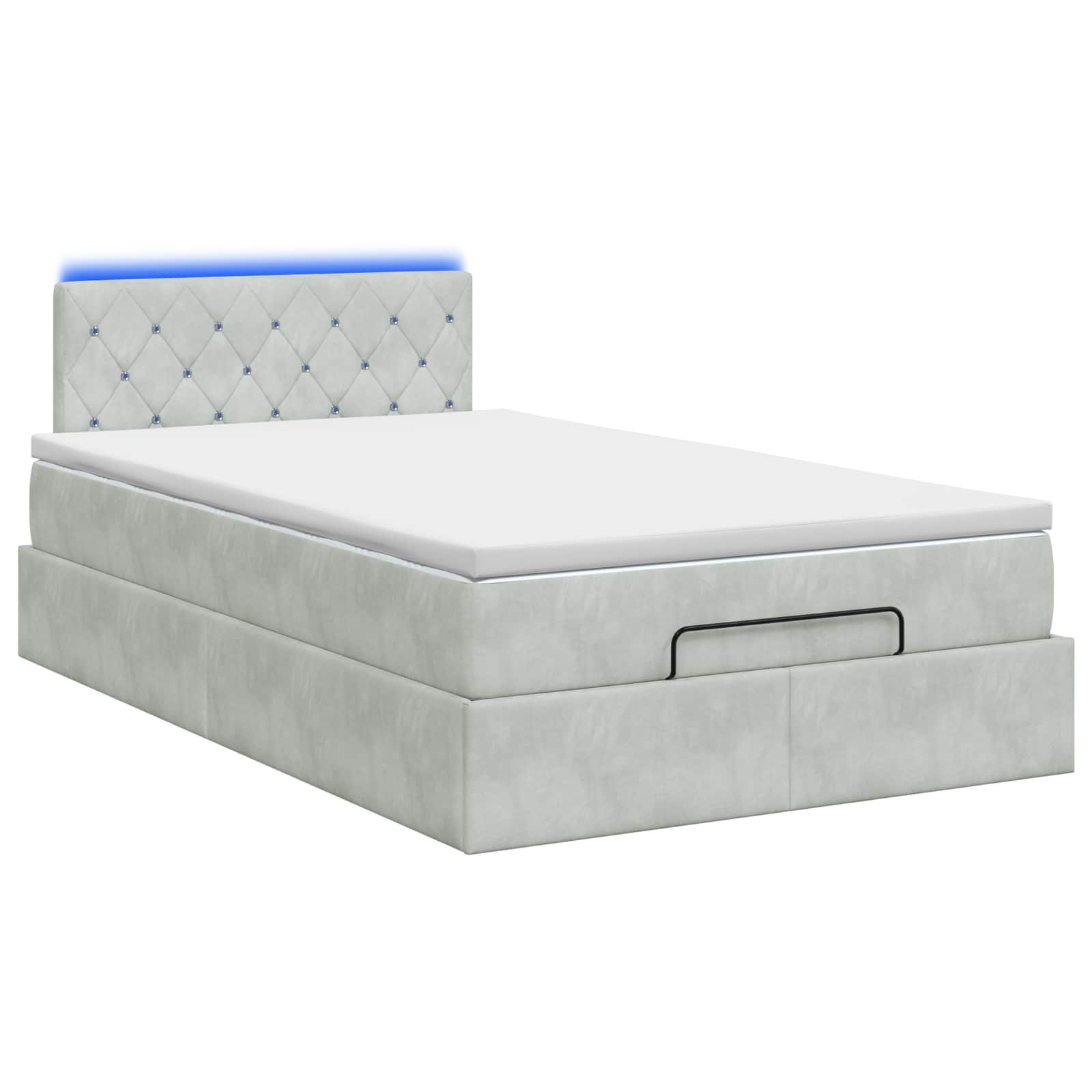Ottoman-Bett mit Matratze und LED Hellgrau 120 x 200 cm Samt