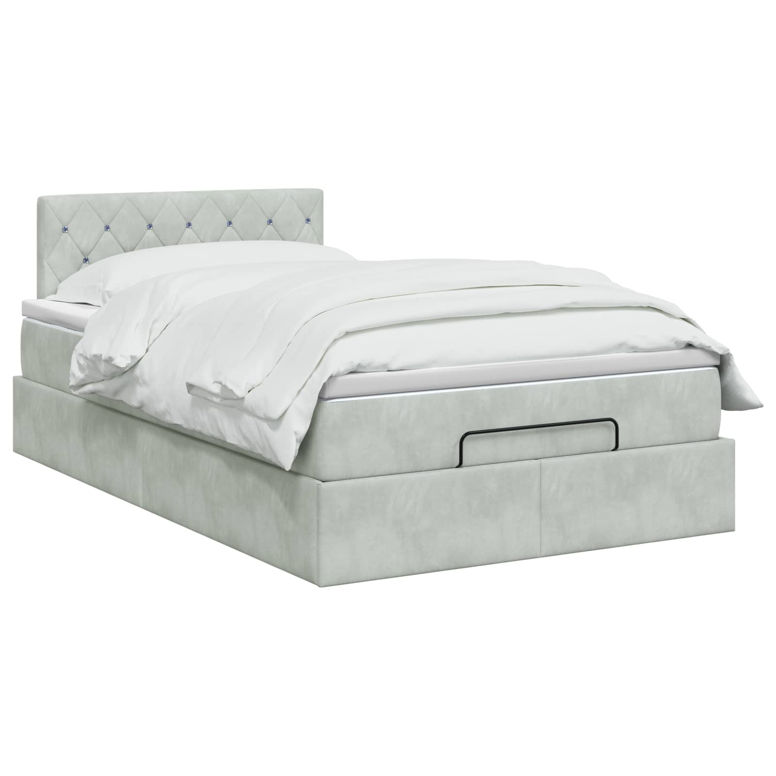 Ottoman-Bett mit Matratze und LED Hellgrau 120 x 200 cm Samt