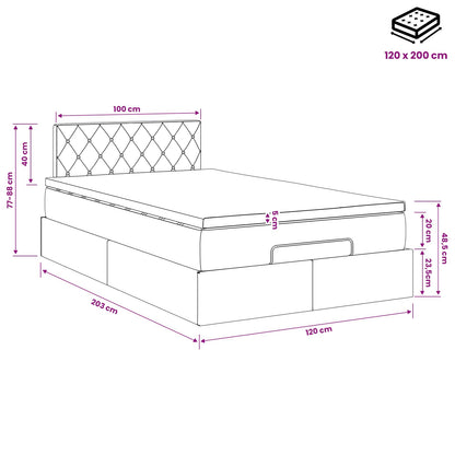 Ottoman-Bett mit Matratze und LED Dunkelgrau 120 x 200 cm Samt