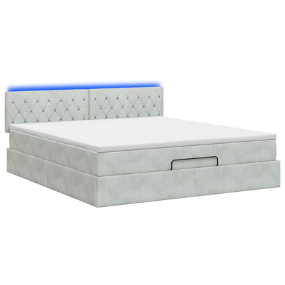 Ottoman-Bett mit Matratze und LED Hellgrau 140 x 200 cm Samt