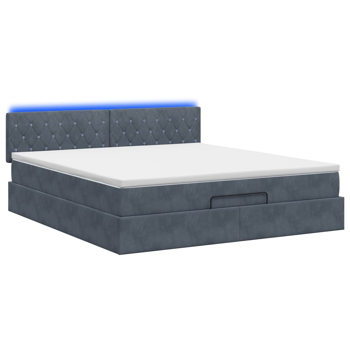 Ottoman-Bett mit Matratze und LED Dunkelgrau 140 x 200 cm Samt