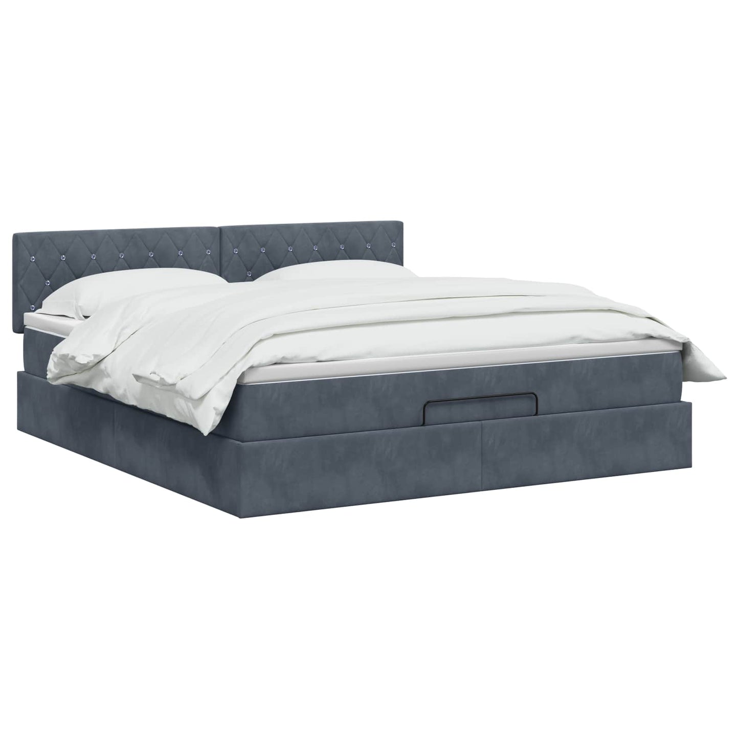 Ottoman-Bett mit Matratze und LED Dunkelgrau 140 x 200 cm Samt