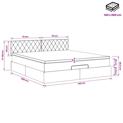 Ottoman-Bett mit Matratze und LED Schwarz 140 x 200 cm Samt