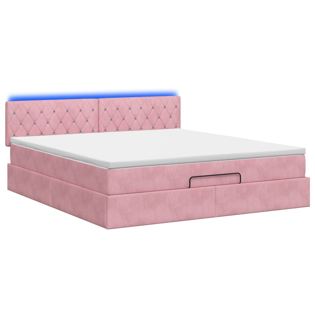 Ottoman-Bett mit Matratze und LED Rosa 140 x 200 cm Samt