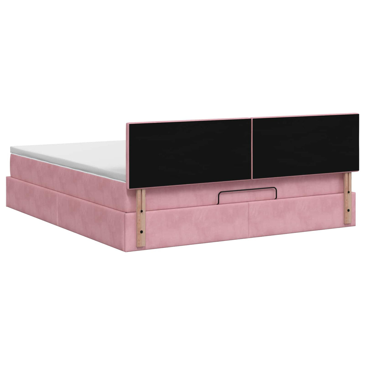 Ottoman-Bett mit Matratze und LED Rosa 140 x 200 cm Samt