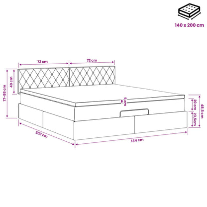 Ottoman-Bett mit Matratze und LED Rosa 140 x 200 cm Samt