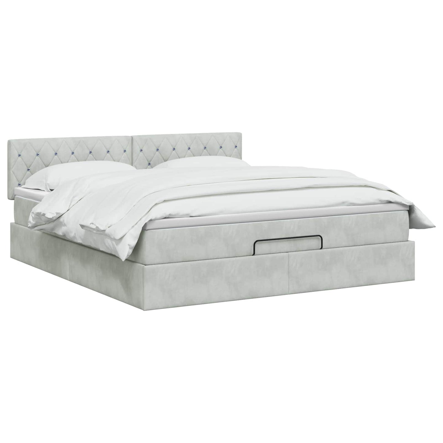 Ottoman-Bett mit Matratze und LED Hellgrau 160 x 200 cm Samt
