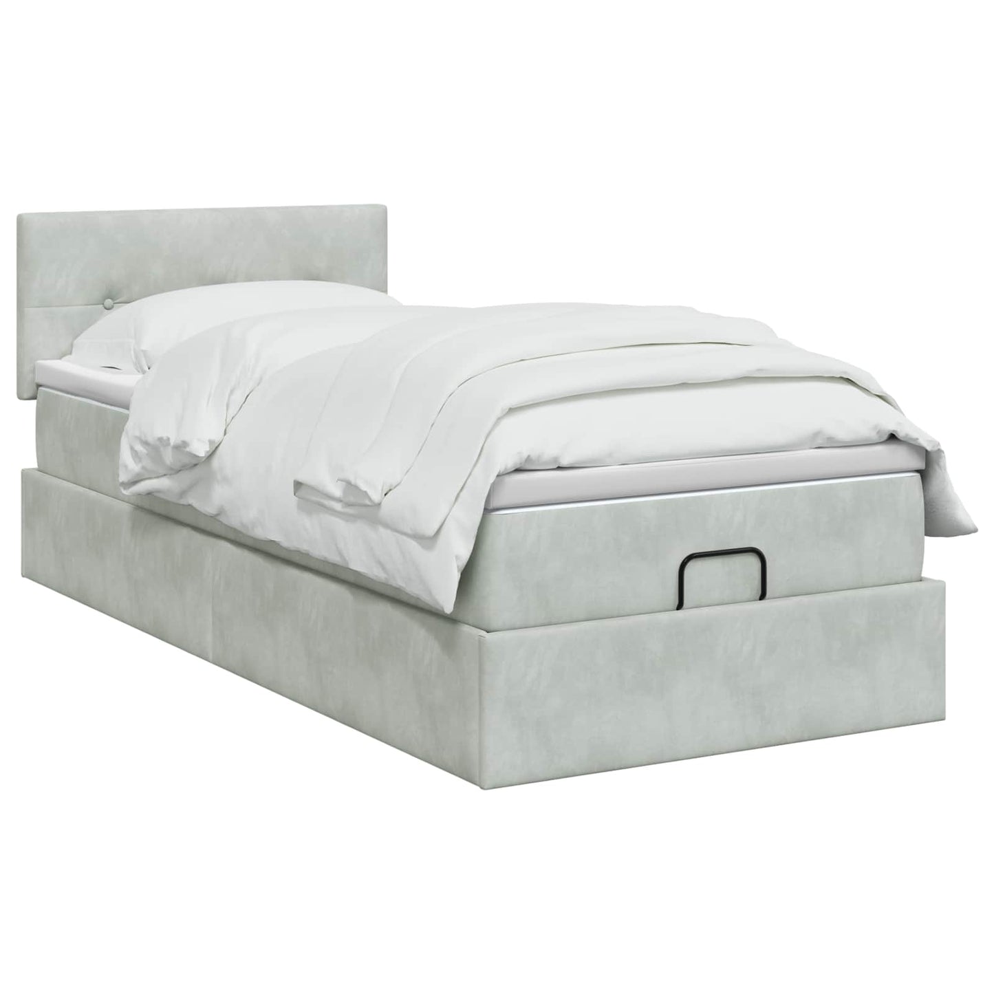Ottoman-Bett mit Matratze und LED Hellgrau 90 x 190 cm Samt