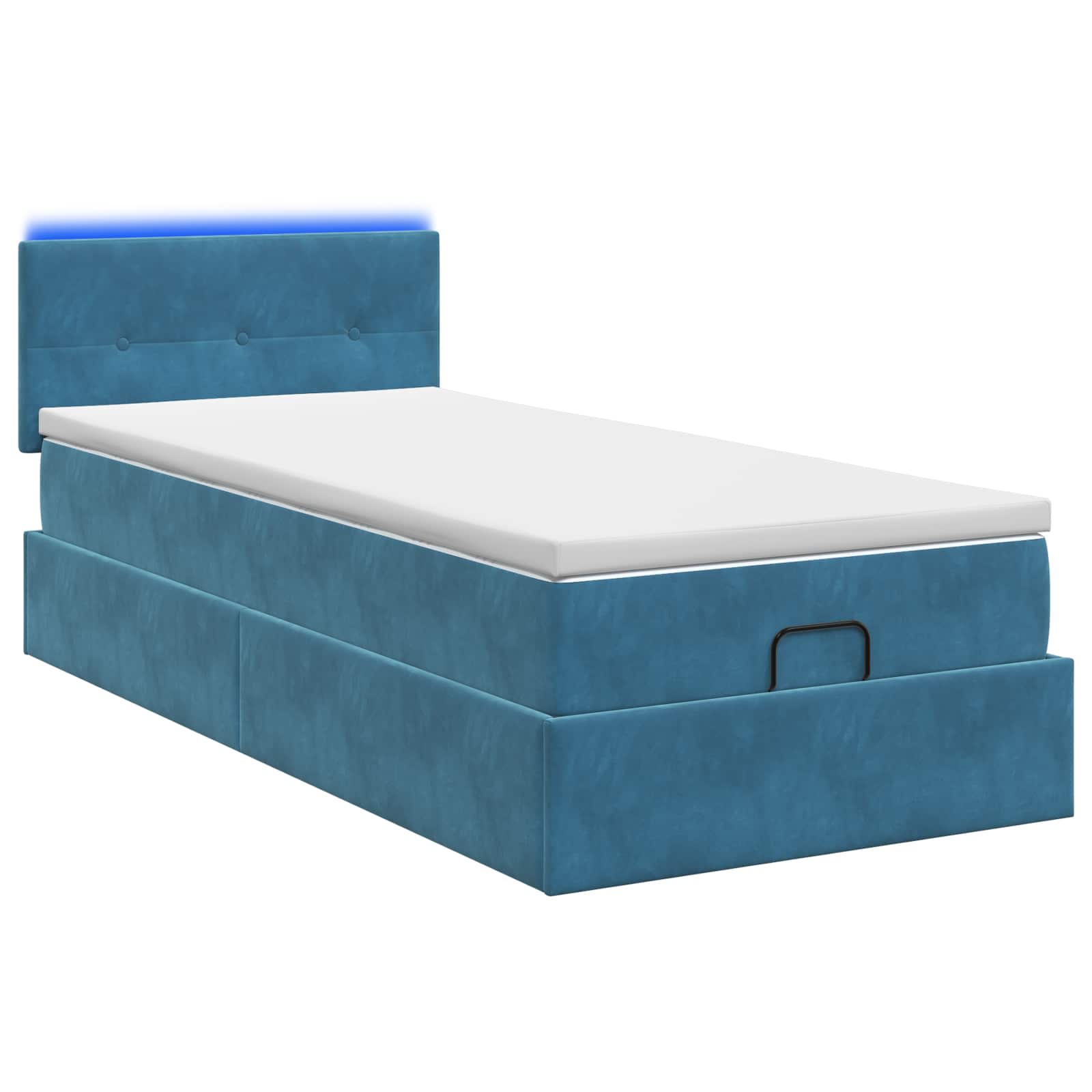 Ottoman-Bett mit Matratze und LED Dunkelblau 90 x 200 cm Samt