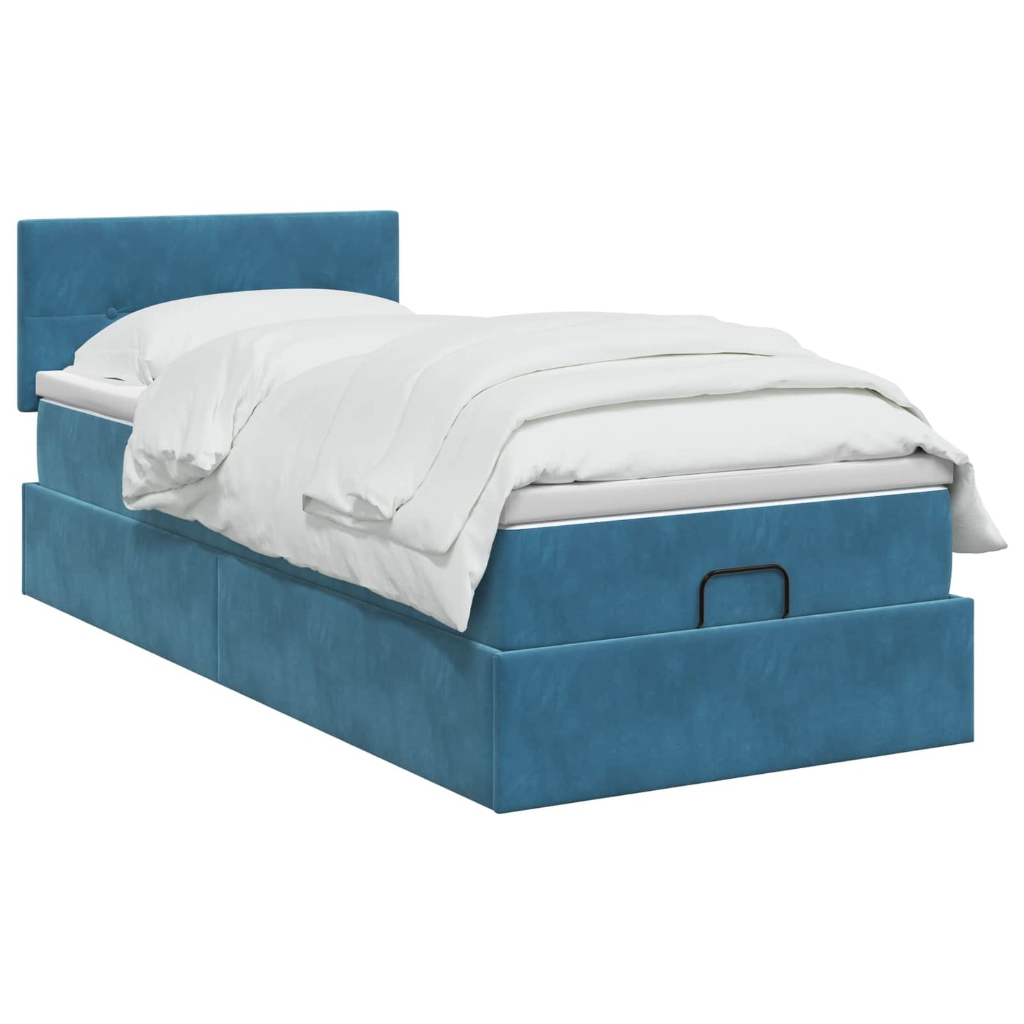 Ottoman-Bett mit Matratze und LED Dunkelblau 90 x 200 cm Samt