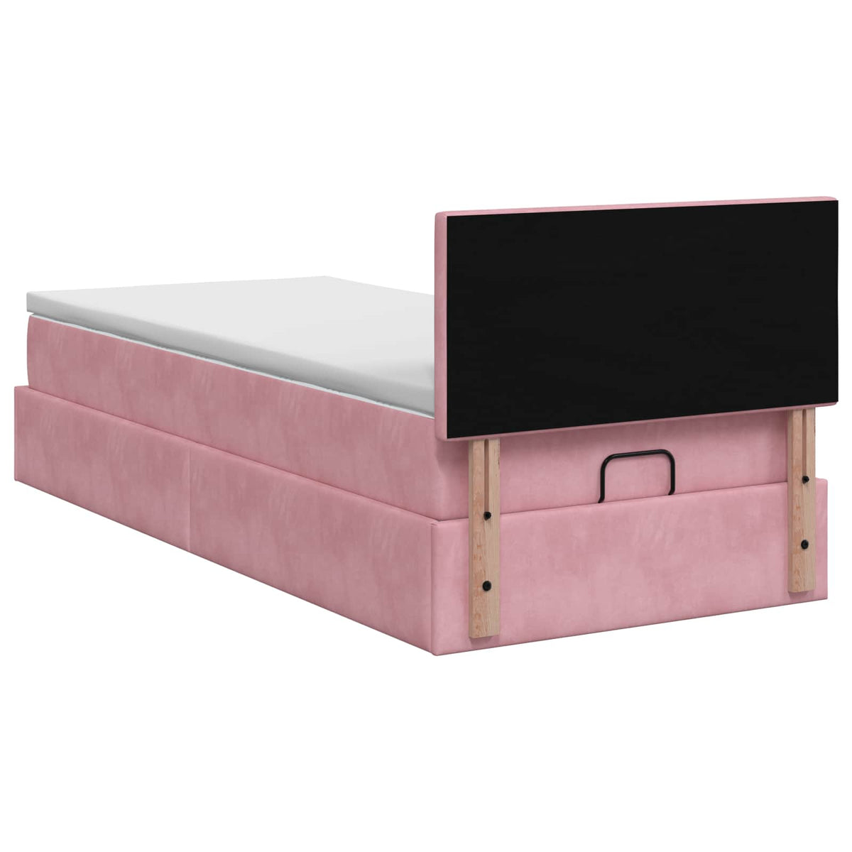 Ottoman-Bett mit Matratze und LED Rosa 90 x 200 cm Samt